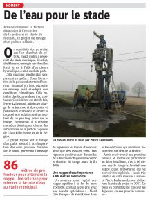 article de presse du forage réalisé pour le stade de foot en Meurthe-et-Moselle dans la région Grand-Est avec l'aimable intervention de l'expert sourcier Philippe Wojtowicz